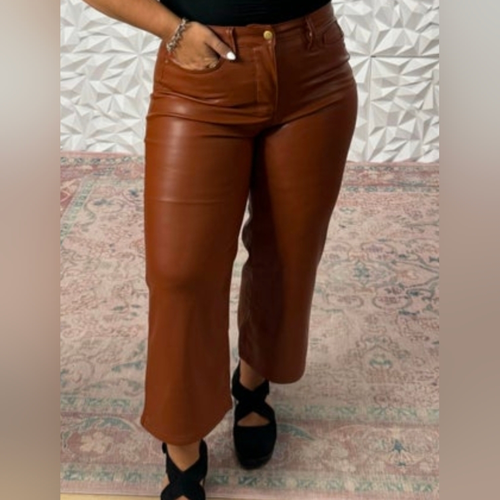 Judy Blue Tummy Control Faux Leather Cropped Pant
